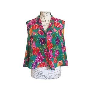 Vintage 90s Victoria’s Secret Colorful Floral Crop Swing Tank Sz M Button Up